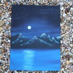 Góry nocą - akryle na płótnie - Obraz bez ramki w świetle dziennym