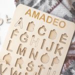 Układanka alfabet - drukowane litery - montessori, zabawki drewniane, prezent dla dziecka