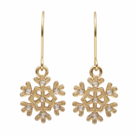 POZŁACANE KOLCZYKI ŚNIEŻYNKI Z CYRKONIAMI.