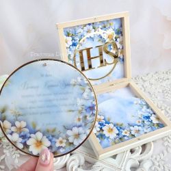 Pamiątka komunijna w drewnianym pudełku 615