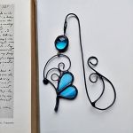 zakładka do książki motylek błękitny , witraż - zakładka na prezent