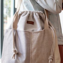 Duża jasna torba z kominem patchwork
