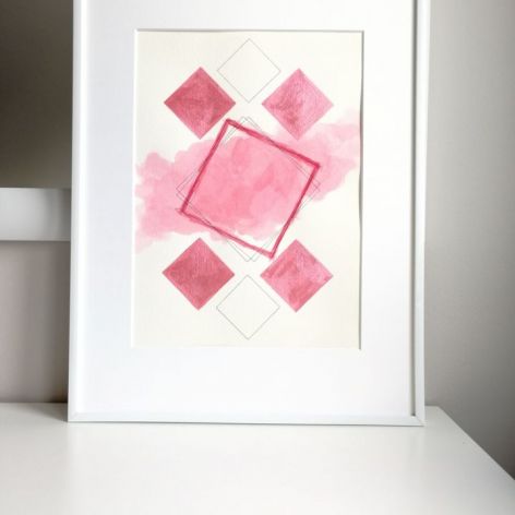 Obrazek/plakat geometryczny różowy + RAMKA