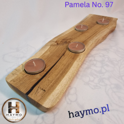 Świecznik drewniany dąb masywny 40 cm żywica, Pamela No. 97
