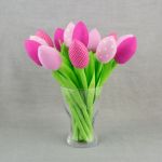 Tulipany, kwiaty z materiału różowe - Bukiet tulipanów