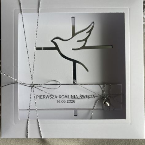 Kartka w pudelku! Komunia Święta! Duzy format!