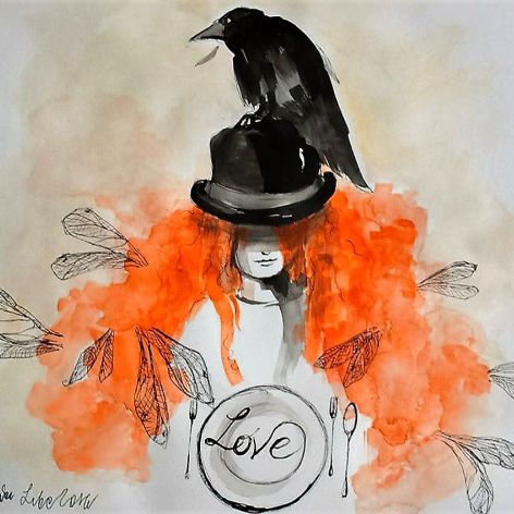 "LOVE" akwarela artystki Adriany Laube