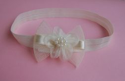 Opaska niemowlęca - "Kokardka w złamanej bieli"