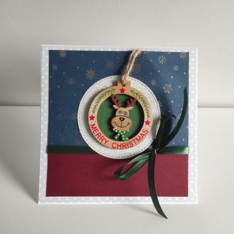 Kartka świąteczna bożonarodzeniowa renifer Merry Christmas