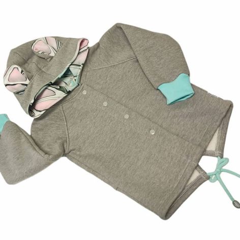 Bluza z kapturem i uszami r.104 szarość, mięta