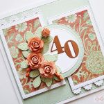 Kartka ROCZNICA ŚLUBU z miedzianymi różami - Miętowo-miedziana kartka na rocznicę ślubu z różami