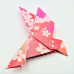 Magnes na lodówkę origami ptaszek różowo złoty - 2