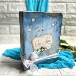 Prezent choinkowy ręcznie robiony album dla mamy lub córki w niebieskich kolorach - świąteczny prezent dla mamy