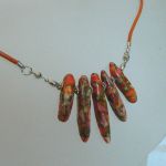 Pomarańczowy jaspis cętkowany, naszyjnik, kolia, wisior - 