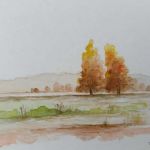 Drzewa-akwarela formatu 18/24 cm . - 