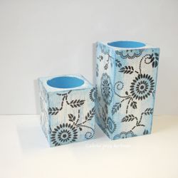 Świeczniki niebieskie decoupage