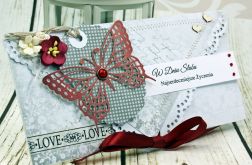 Kopertówka ślubna-bordowy motyl