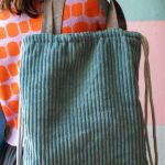 Niebieska torba plecak 2w1 z grubego sztruksu - 