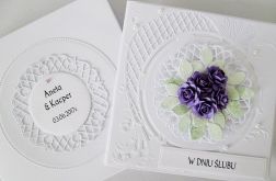 Kartka W DNIU ŚLUBU biało-fioletowa #1