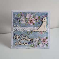 Kartka na ślub niebieska 