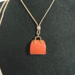 Wisiorek - torebka, mokait czerwony, jaspis - 