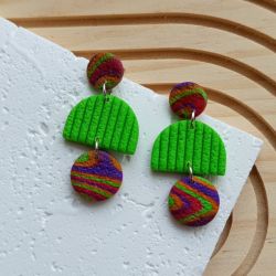 "Frida II" - kolczyki z gliny polimerowej.