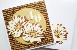 Kartka URODZINOWA - miedziano-kremowe kwiaty