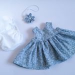 Zestaw ubranek dla lalki Miniland -4 elementy - niebieska sukienka dla lalki miniland