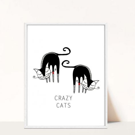 Plakat Crazy Cats - A3