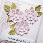 Kartka ŚLUBNA jasnoróżowo-biała /Z - Biało-różowa kartka na ślub z kwiatami