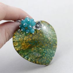 Agat smoczy jadeit i srebro - wisior