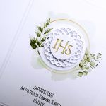 Zaproszenie komunijne handmade zielone Hostia - Zaproszenie handmade na komunię