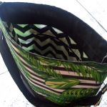 Duża zielona torebka wzór liści z czarnym - zielona3