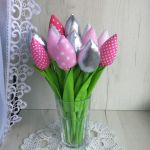 Tulipany z bawełny bukiet urodzinowy ozdoba - null