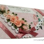 Kartka ślubna różana kopertówka na prezent - Różana kartka na ślub