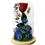 Wieczna róża w szklanej kopule 24cm + kwiaty - null