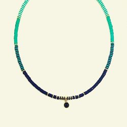 Naszyjnik zielono granatowy.