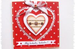 Czerwona kartka świąteczna z sercem