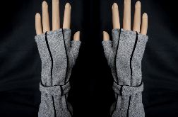 Rękawiczki szare z czarną lamówką