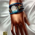 Blue Day II - bransoleta z żywicy i rzemieni - 