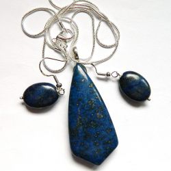 Lapis lazuli, wisiorek i kolczyki, elegancki zestaw biżuterii