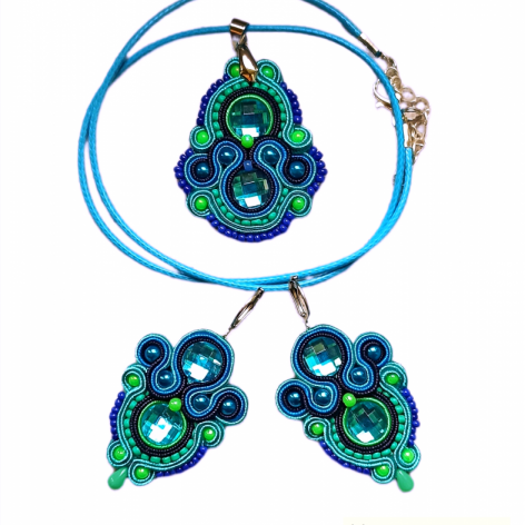 Komplet Biżuterii Sutasz  Nane Sutasz niebiesko zielony