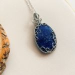 Naszyjnik Lapis Lazuli stal chirurgiczna handmade - Naszyjnik Lapis Lazuli