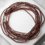 Naszyjnik Długie Fioletowe Korale Sznury Koraliki - 