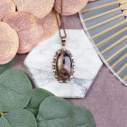 Miedziany ozdobny wisiorek z sodalitem #563