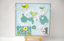 Kartka na roczek dla chłopca z praniem