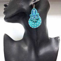 Turquoise Spiral kolczyki sutaszowe