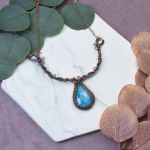 Miedziany naszyjnik wire wrapping z turkusem #495 - 