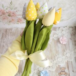 Tulipany z bawełny bukiet dla babci żółty