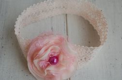 Retro opaska niemowlęca w delikatnym beżu i różu